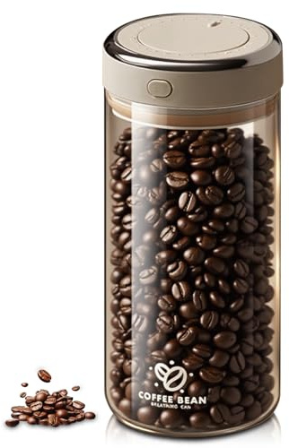 Infreecs 1700ML Airtight Coffee Canister with One-way CO2 Valve, Clear Borosilicate Glass Coffee Bean Storage Jar with Date Tracker, Wide-Mouth Vacuum Seal Coffee Container for Sugar, Tea, Nuts