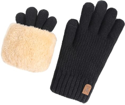 MAZELIKEHOOD Women Winter Gloves Thermal Lined Touchscreen Soft Warm Knitted with Fleece Lining Comfortable for Everyday Cold Weather