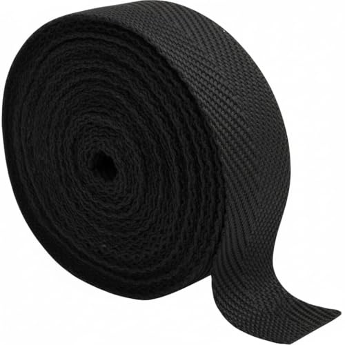 GOS Best Supplies Cinta de Correa Mochilas 5 Metros Equipaje Cinturones (Negro, 25 mm)