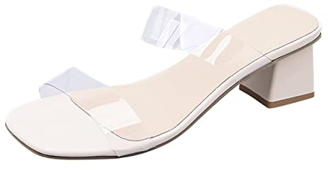 Sandales Femme Perles Mariage - Sandales Femme Chic Et Élégant Soirée Escarpins Talon Bloc Chaussures À Laniere Transparente Nu Pieds Ete Sandalette Respirant Escarpins Orthopedique Chaussure