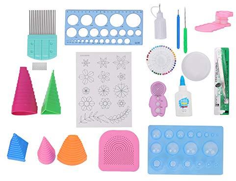Riuulity Juego de Herramientas de Quilling de Papel con Borde de Engarzado de Bolígrafo Eléctrico para Quilling, para Manualidades DIY, Principiantes y Niños, Manualidades con Formas
