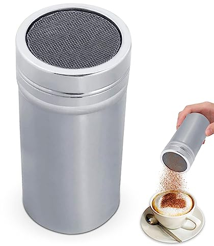 HERCHR Spargicacao Spargi a Velo,Spargi Cacao in Acciaio Inossidabile,Spargi Zucchero,Spargizucchero per Farina Cacao Setaccio per Farina di caffè con Shaker,Dispenser Cacao in Polvere