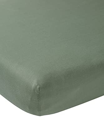 Meyco Baby Uni Spannbettlaken für das Kinderbett (Bettlaken mit weicher Jersey-Qualität, aus 100% Baumwolle, perfekte Passform durch Rundum-Gummizug, atmungsaktiv, Maße: 60 x 120cm), Waldgrün