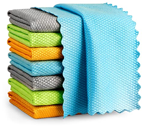AIDEA Mikrofasertücher Reinigungstücher 8 Stück,Fenstertuch Streifenfrei Microfasertücher Microfasertuch Autopflege Putzlappen Küche,Fischschuppen Mikrofaser-Poliertuch 30X30 cm