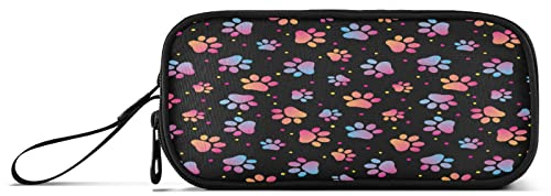 Kcldeci Dog Paw Print Pencil Bag, Large Storage Simple Pencil Case Stationery Organizer, Pen Marker Pouch for Adults, Office Business