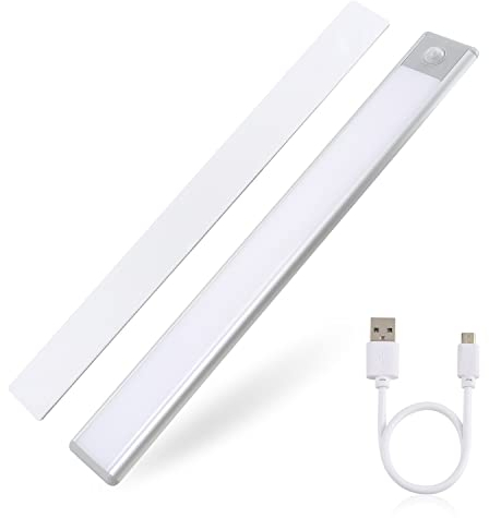 da LIGHT LED Unterbauleuchten mit Bewegungsmelder, USB Wiederaufladbar Batterie Schrankleuchten, 3000K Warmweiß Nachtlicht, 30CM Schranklicht für Schrank Küchen Treppe Schublade