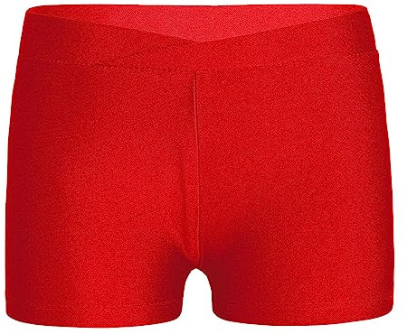 Freebily Pantaloncini Danza Bambina Ginnastica Artistica Pantaloni Corti Aderenti Shorts Leggings Corti da Balletto Danza Classica Ballerina Moderna Culotte Sportswear Rosso 11-12 Anni