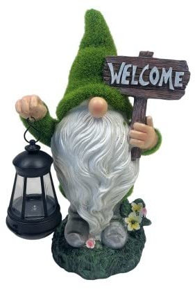Garden Ornament Gonk Solar Lantern Flocked Grass Gnome Welcome Home Decor Santa 35cm