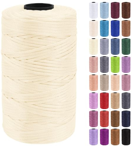 Uiopa Macrame Cord 3mm x 200m Polypropylene Flat Macrame String Crochet Yarn for Handbags, Shopping Bags, Sun Hats, Shoes, Carpets, DIY Crafts, Decorative Projects