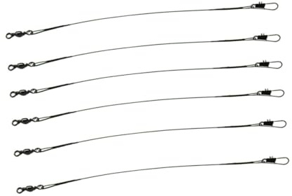 OHPHCALL 15cm Stainless Steel Anti-tangle Fishing Leader Line with Clip Prevents Line Snapping for Rigging Types of Bait or Lures in Fishing
