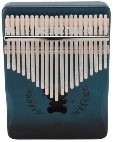 Pianoforte a Pollice a 21 Tasti, Struttura Stabile, Modello di Intaglio Kalimba in Legno, Suono Eccellente, Sensazione Confortevole per Suonare e Intrattenimento Quotidiano (Blu