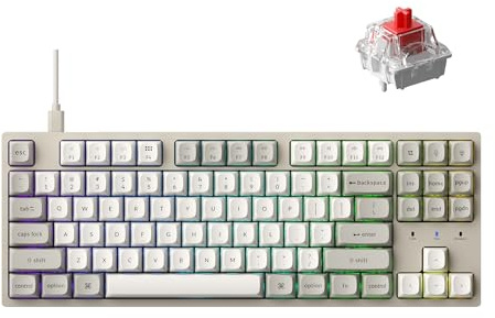 Keychron C1 Pro Wired Mechanical Keyboard with 8K Hz Polling Rate, 80% Layout QMK/VIA Custom TKL Keyboard with RGB Backlit, Hot-Swappable Red Switch PBT Keycaps for Mac Windows Linux, US ANSI Layout