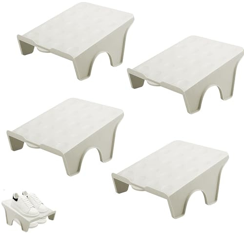 VIQIHEOE Skoslitsar arrangör, 4 stycken halkfria skohållare, halkfria skor skåp skoarrangör, platsbesparande skor lagerverktyg, grå, för entré, hall, sovrum