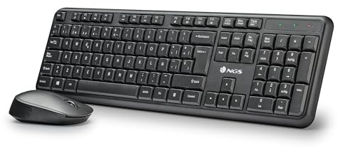 NGS Serenity Kit - Conjunto Silencioso de Teclado y Ratón Inalámbrico con 12 Teclas Multimedia, Diseño Portugués
