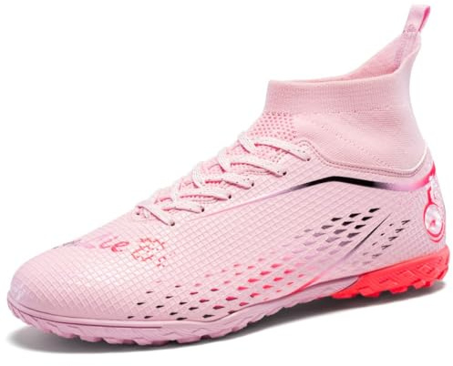 Hohe Fußballschuhe für Herren/Frauen - TF/AG Fußballstiefel mit Knöchelstütze, Atmungsaktivem Mesh, Rutschfesten Gummispikes für Künstlichen Rasen & Festen Boden