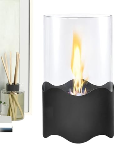 Chimenea Eléctrica - 4,13x9,25 Pulgadas Esquina con calefacción | Efecto de Llama, para Navidad Interior Oficina Dormitorio Cocina Apartamento Mesa Repisa Estante, antalla Táctil de