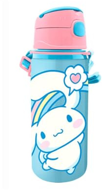 Kids Licensing Borraccia per bambini e bambine, in alluminio, con manico e chiusura a scatto, senza BPA e atossica, 600 ml, motivo: Hello Kitty Cinnamoroll