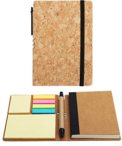 Belle Vous Notizbuch/Tagebuch A6 Liniert mit Stift und Klebenotizen (2 Stk) - 70 Seiten Notizheft Notizblock 10x14,5cm – Skizzenblock Hardcover Notizbücher mit Linien für Schule, Büro, Reisen, Notizen