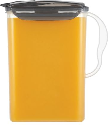 LocknLock Aqua kylskåpsdörr vattenkanna med handtag BPA-fri plastkanna med flip-topplock perfekt för att göra te och juicer, 3 kvarts, grå