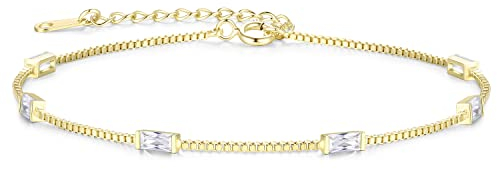 LOUISA SECRET Gold Armband Damen 925 Sterling Silber 14k Vergoldet Zirkonia Armbänder Damen Verstellbar Armkette Valentinstag Muttertag Geburtstags Weihnachts geschenke für Sie Frauen Freundin mama