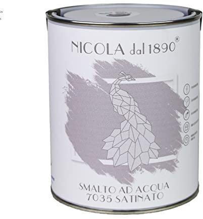 Smalto Acrilico a Base di Acqua, Per Interni ed Esterni, Made in Italy, Grigio Chiaro Satinato - Formato 1 lt