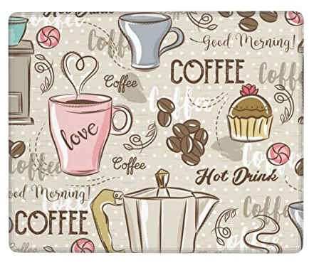 17,78 x 22,88 cm musmatta för datorer vintage espressomaskin cupcakes bönor tryck halkfri gummi modern spelmusmatta