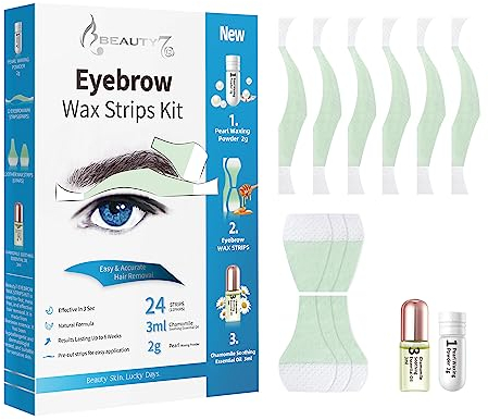 Beauty7 Wachsstreifen Fit Wax Strips Kaltwachs Enthaarungs Streifen Augenbrauen cold wax strips Präzise und schnell Reizarm & schmerzfrei Enthaarungsstreifen für dicke Augenbrauen Form für Männer