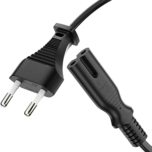 conecto Cable de alimentación, Enchufe Europeo Recto a Enchufe IEC C7 Recto, Cable de alimentación Europeo para electrodomésticos, 5,00 m, Negro