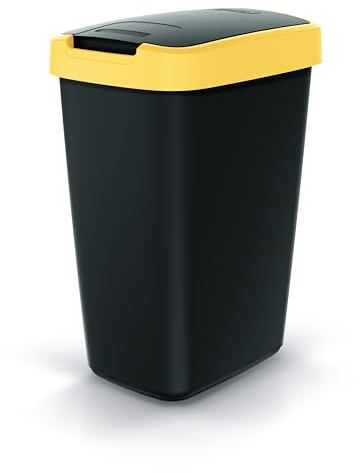 BirnePower Mülleimer Müllbehälter Abfalleimer Biomülleimer mit Deckel Abfallsammler Mülltonne 37 x 26 x 19,5cm Papierkorb Schwingeimer (Gelb 12L)