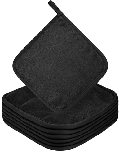 URAQT 6 Stück Abschminktuch aus Mikrofaser, 20 x 20 cm Wiederverwendbar Mikrofaser Gesichtsreinigungstuch, Make-up-Entferner-Tücher, Wiederverwendbar, Für Daily Travel Cosmetic(Schwarz)