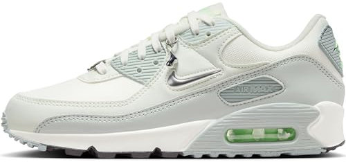 Nike Damen AIR MAX 90 SE Sneaker, Sail/Metallic Silver-Sea Glass, 41 EU