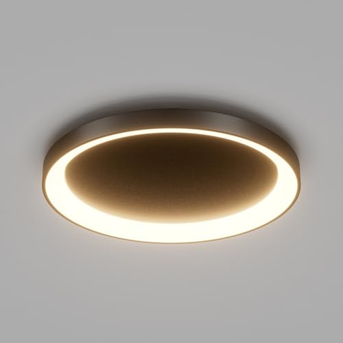 Klighten Deckenlampe LED Rund 56W 3500 Lumen, Deckenleuchte Ringe aus Metall, Modern Deckenbeleuchtung für Schlafzimmer Wohnzimmer Flur Küche, 48cm, Warmweiß 3000K, Schwarz