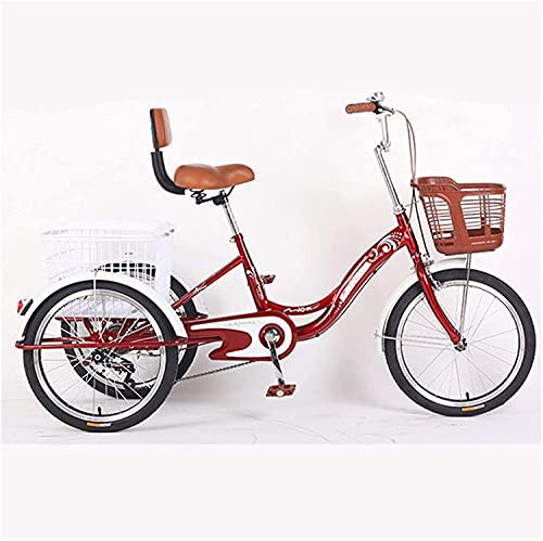 Vuxen trehjuling, 3-hjulig cykel för s 3-hjulig kryssningstricing, trehjuling för äldre vuxna kvinnor män, trehjuling 1-växlad 3-hjuls cykel med shoppingvagn