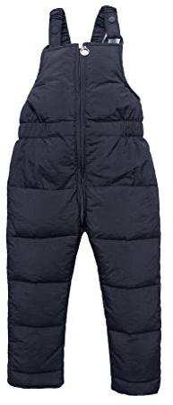Mjjsk Pantaloni invernali per ragazzi e ragazze, pantaloni da neve per bambini, caldi, salopette da sci, snowboard, vacanze, Nero , 3-4 Anni
