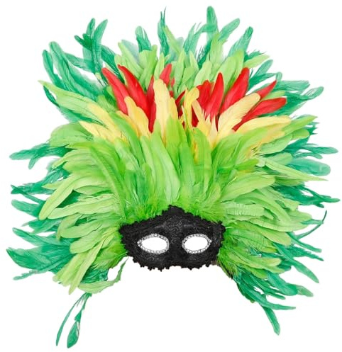 Generico Maschera veneziana Maschera Elegante per Serate di Gala e Eventi Speciali con Decorazioni di Piume (Light Green, One Size)