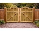 Wooden Swan Neck Driveway Gates 4 Foot – Heavy Duty Treated Timber Double Gates, Garden & Driveway Entrance, Traditional ((120cm High x 270cm Wide x 5cm Deep))