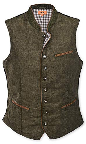 Maddox - Gilet per bimbi in lino, stile tradizionale bavarese, colore: verde oliva verde oliva 116