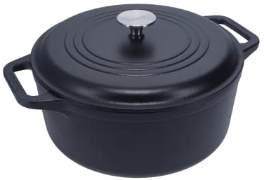 Victoria Forno olandese grande in ghisa con coperchio e doppi manici. Pentola da 7 litri condita con olio di semi di lino 100% certificato Kosher non OGM