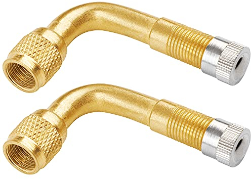 CYWVYNYT 2 Stück 90 Grad Ventilverlängerung, Ventil Verlängerung Kupfer Ventiladapter Winkel Ventilverlängerung Autoventil Reifenventilverlängerung Winkelventil für Auto Motorrad Fahrrad Scooter