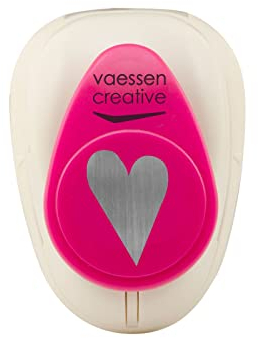 Vaessen Creative Motivstanzer Herz - 2.2 x 15 cm - Stanzer für Bastelpapier, Tonpapier, Scrapbookpapier oder Decoupagepapier, Weiß/Rosa
