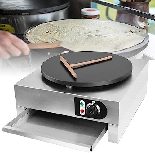 GBHJJ Piastra Elettrica per Crepes Professionale con Vassoio Estraibile 40 cm 3000 W,Crepiera Elettrica Professionale 3000 W 40 cm,110V