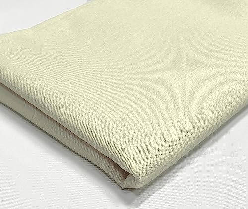 A-Express vanligt bomullstyg – 60 tum 150 cm extra brett per meter – 150 GSM viskosmaterial – för kläder, quiltning, gardinfoder, lakan, kostym, klänning, sängkläder – ljuskräm 1 meter