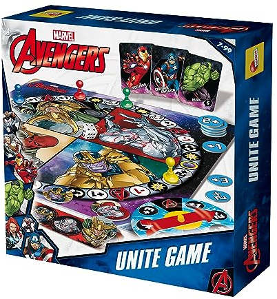 Lisciani - Spiel Avengers - Brettspiel im Wettbewerb - Besiegen Thanos - Metall-Box - Mit Familie oder Freunden spielen - 2 Spieler oder mehr - Für Kinder ab 7 Jahren