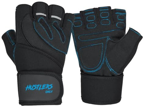 HUSTLERS ONLY gymhandskar för män och kvinnor träningshandskar ger handskydd och halkfria grepp träningshandskar för tyngdlyftning, kroppsbyggning och marklyft (herrhandskar svart, XL)