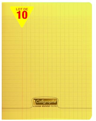 Calligraphe 18104Cpack Un lot de 10 Cahiers Agrafés Jaunes (une Marque de Clairefontaine) - 17x22 cm - 48 Pages Grands Carreaux - Papier Blanc 90 g - Couverture Polypro Transparent