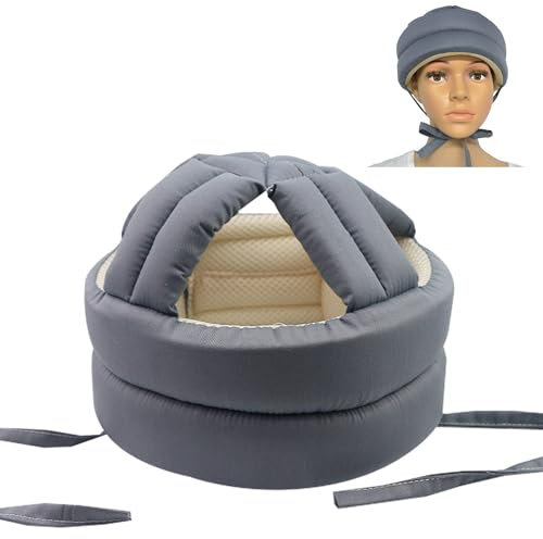 XCSJ Casque De Protection Souple pour Personnes Âgées, Réglable, pour Personnes Âgées, Respirant, Casque de Protection Anti-Chute,Convient Au Tour De Tête 20.9-27.5in (Gris)