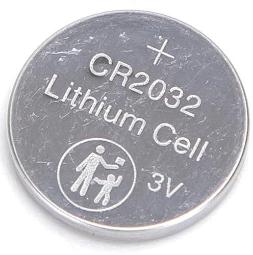 Batteria a bottone CR2032 da 3 V, confezione da 5, ideale per orologi, calcolatrici e dispositivi elettronici.