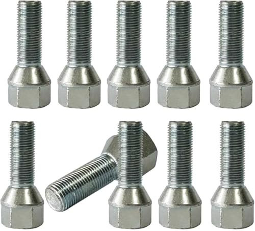 TRACER Lot de 10 boulons de roue coniques M16 x 1,5 40 mm HEX24 compatibles avec Peugeot, Fiat, Citroën