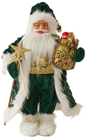 iSpchen Traditionell jultomtefigur med presentpåse stående jultomtefigur stående jultomtefigur stående jultomtefigur realistisk jultomtedocka stående jultomte jul tomtar bordsdekoration gåva