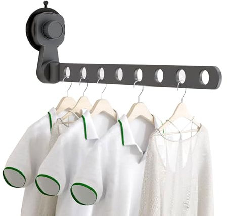 Groyells Stendibiancheria regolabile con ventosa, ventilatore allungabile in alluminio, stendibiancheria da bagno, balcone, stendibiancheria da letto, balcone